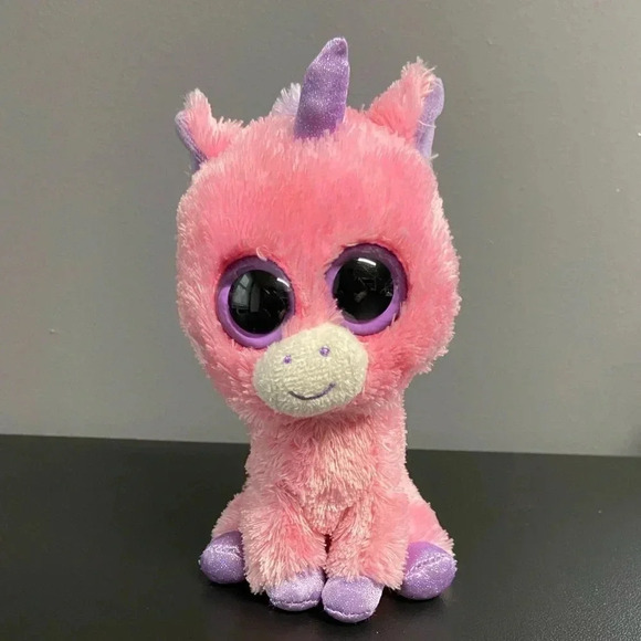 Ty Beanie Boos MAGIC the‎ Unicorn  6" Tall Plush Pink Purple Eyes - Picture 5 of 12